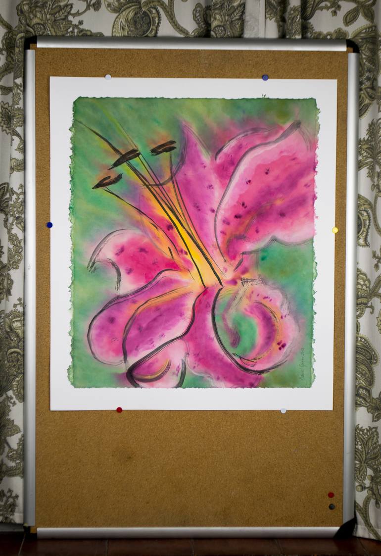 Original Expressionism Floral Painting by Marcel Garbi