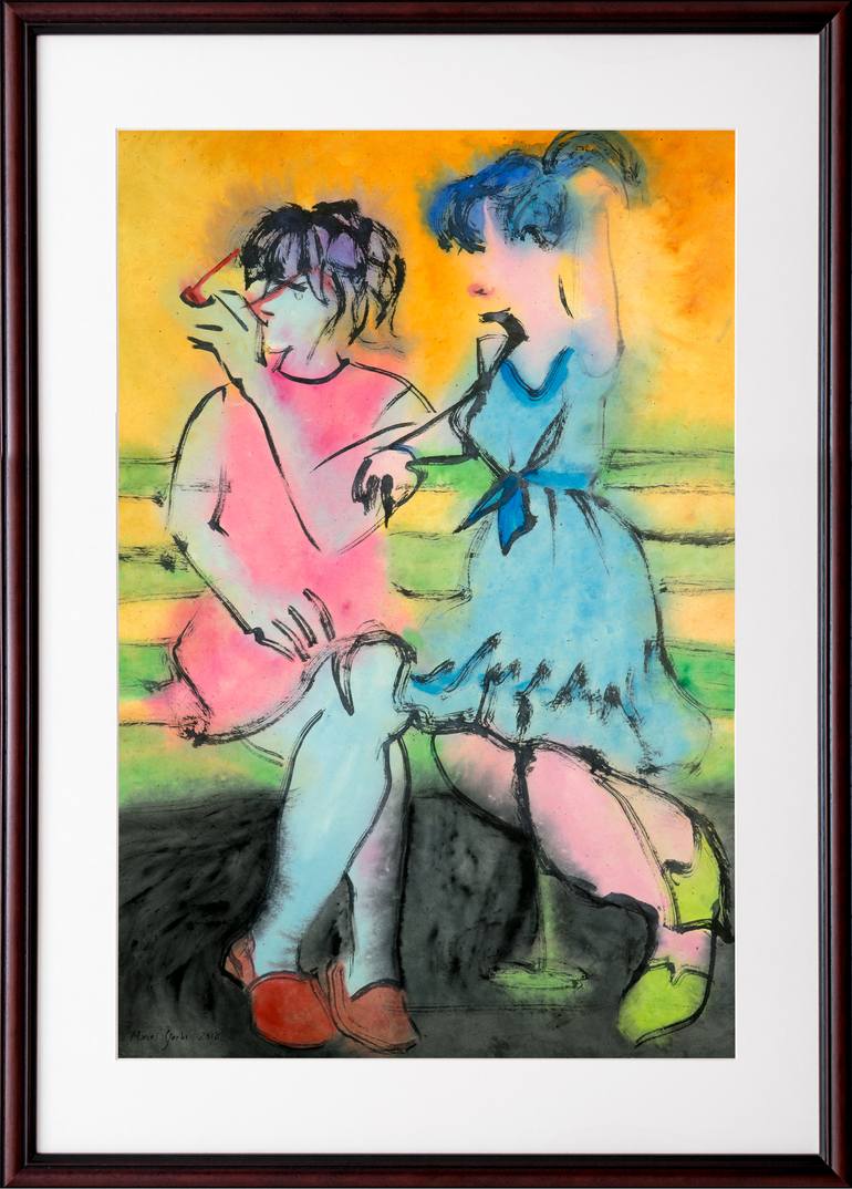 Original Expressionism Women Painting by Marcel Garbi