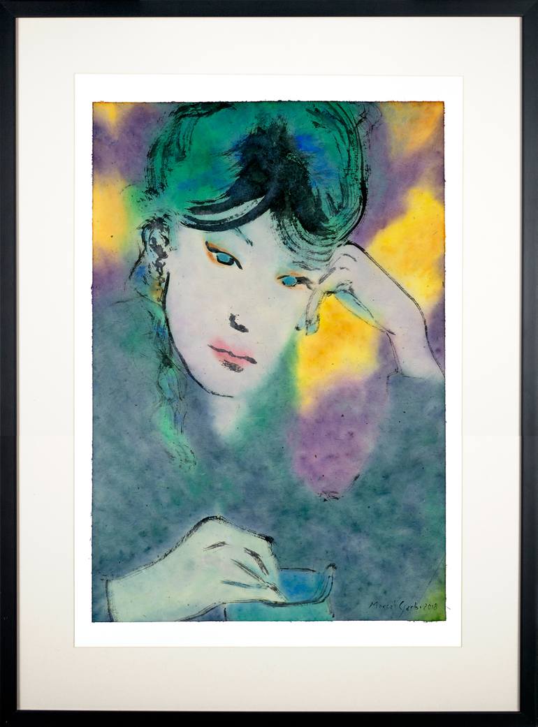 Original Expressionism Women Painting by Marcel Garbi