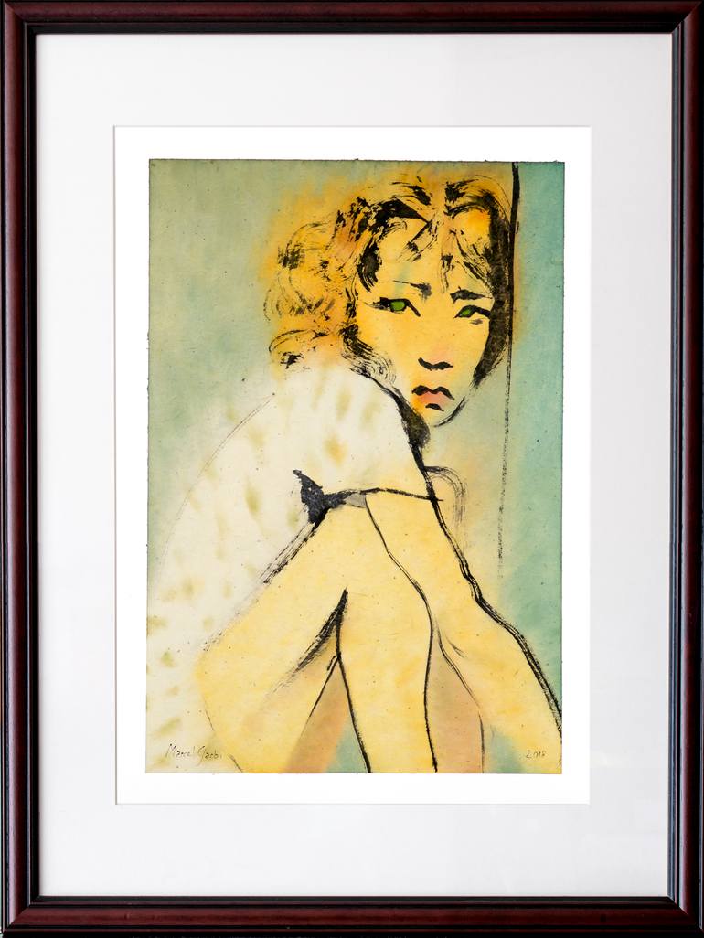 Original Expressionism People Painting by Marcel Garbi