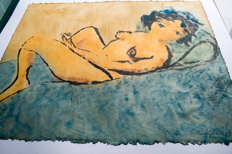Original Expressionism Nude Painting by Marcel Garbi