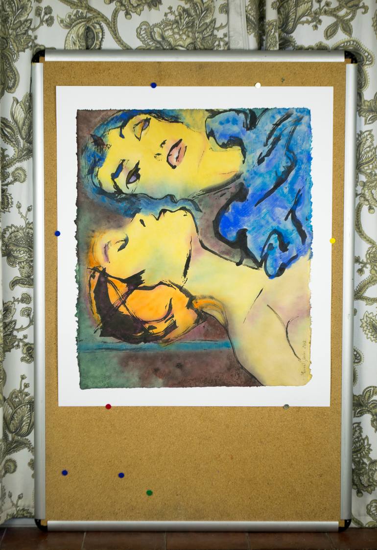 Original Expressionism Women Painting by Marcel Garbi