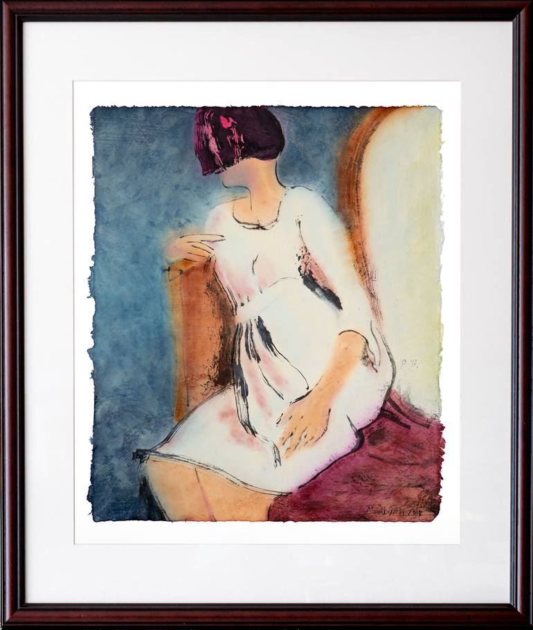 Original Expressionism Women Painting by Marcel Garbi