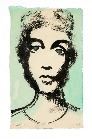 Original Expressionism Portrait Drawings by Marcel Garbi