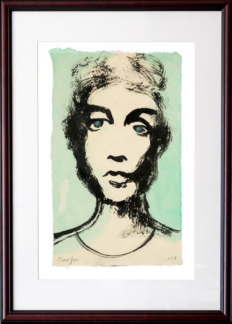 Original Expressionism Portrait Drawing by Marcel Garbi