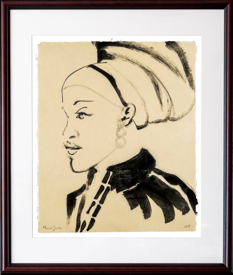 Original Expressionism Portrait Drawing by Marcel Garbi