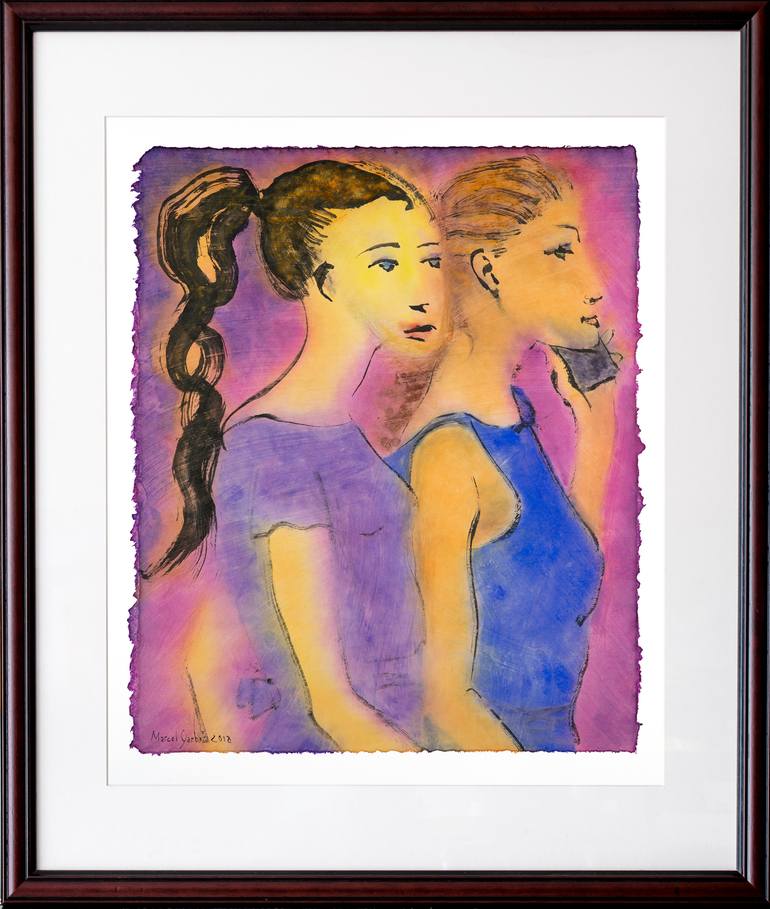 Original Expressionism Women Painting by Marcel Garbi