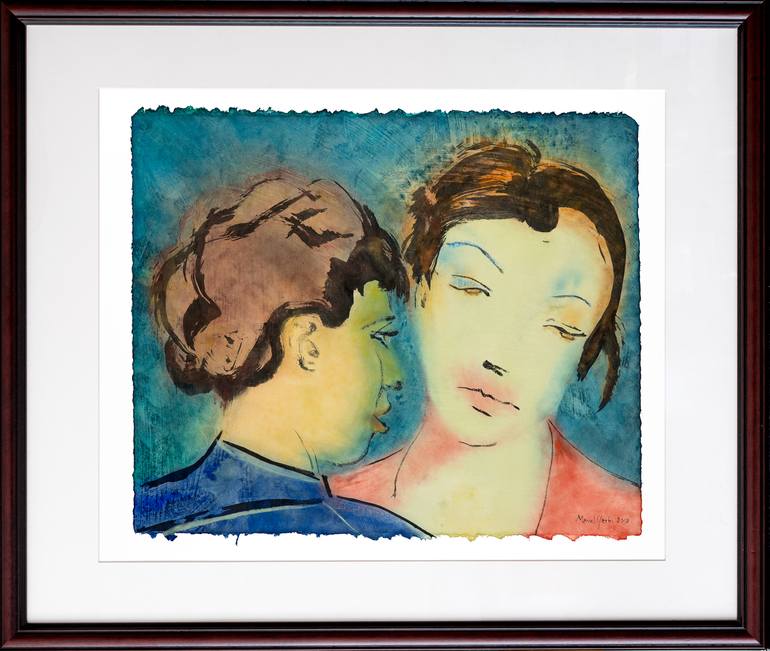 Original Expressionism Women Painting by Marcel Garbi