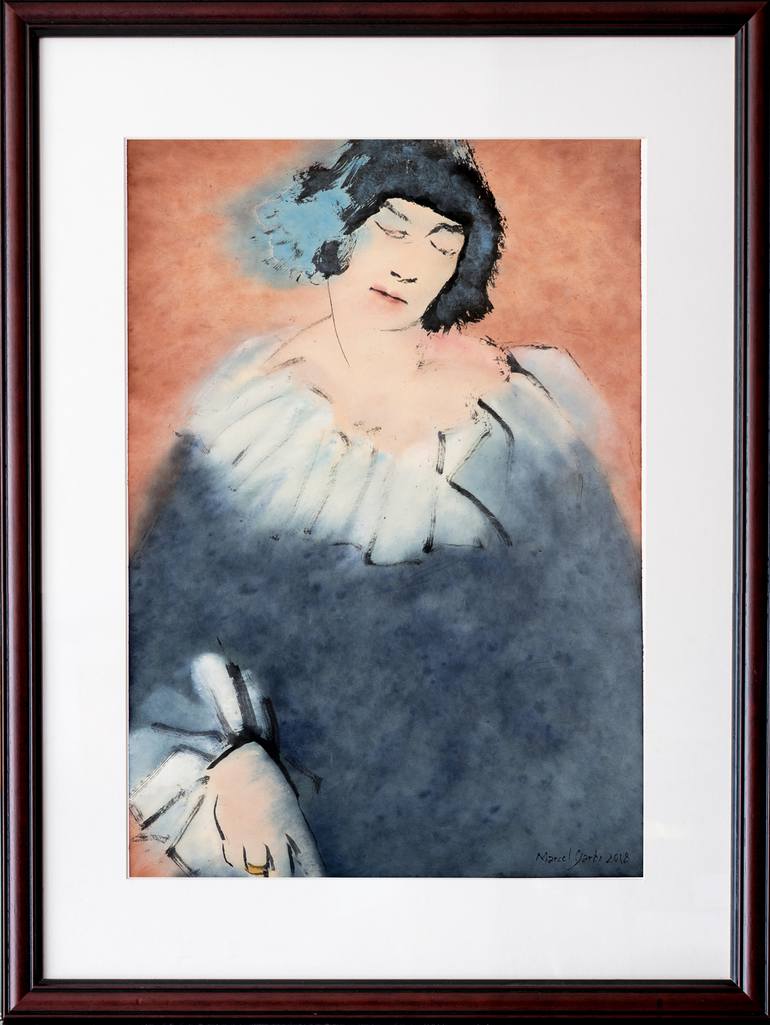 Original Expressionism Portrait Painting by Marcel Garbi
