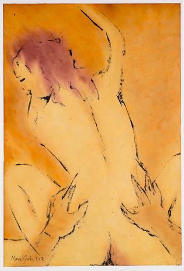 Original Expressionism Nude Drawings by Marcel Garbi