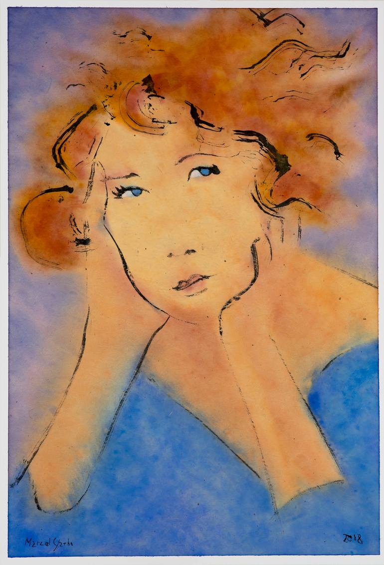 Original Expressionism Portrait Paintings by Marcel Garbi