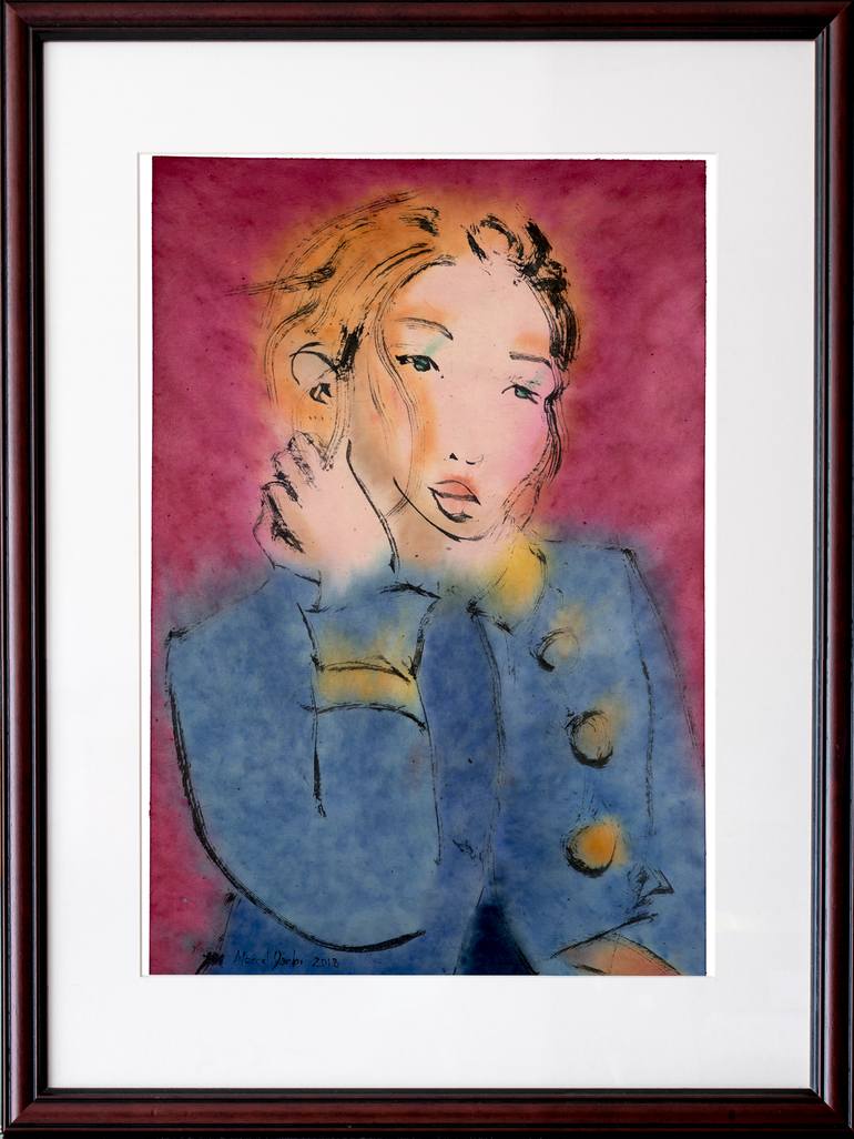 Original Expressionism People Painting by Marcel Garbi