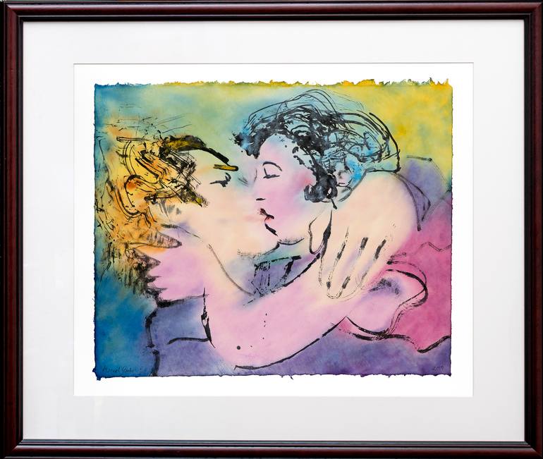 Original Expressionism Love Painting by Marcel Garbi