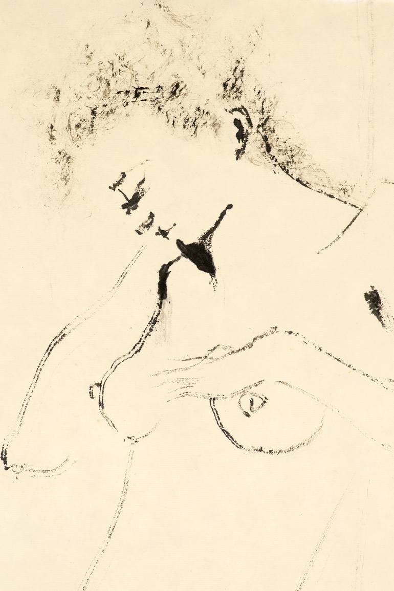 Original Expressionism Nude Drawing by Marcel Garbi