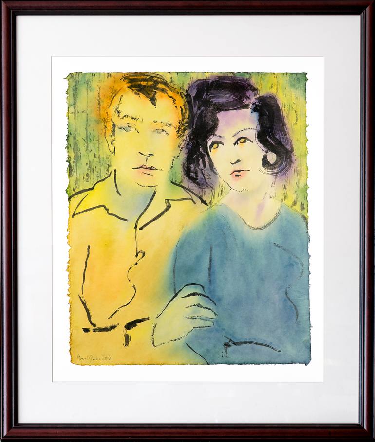 Original Expressionism People Painting by Marcel Garbi