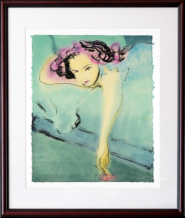 Original Expressionism Women Painting by Marcel Garbi