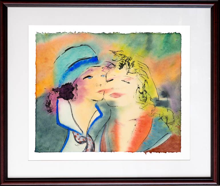 Original Expressionism Women Painting by Marcel Garbi
