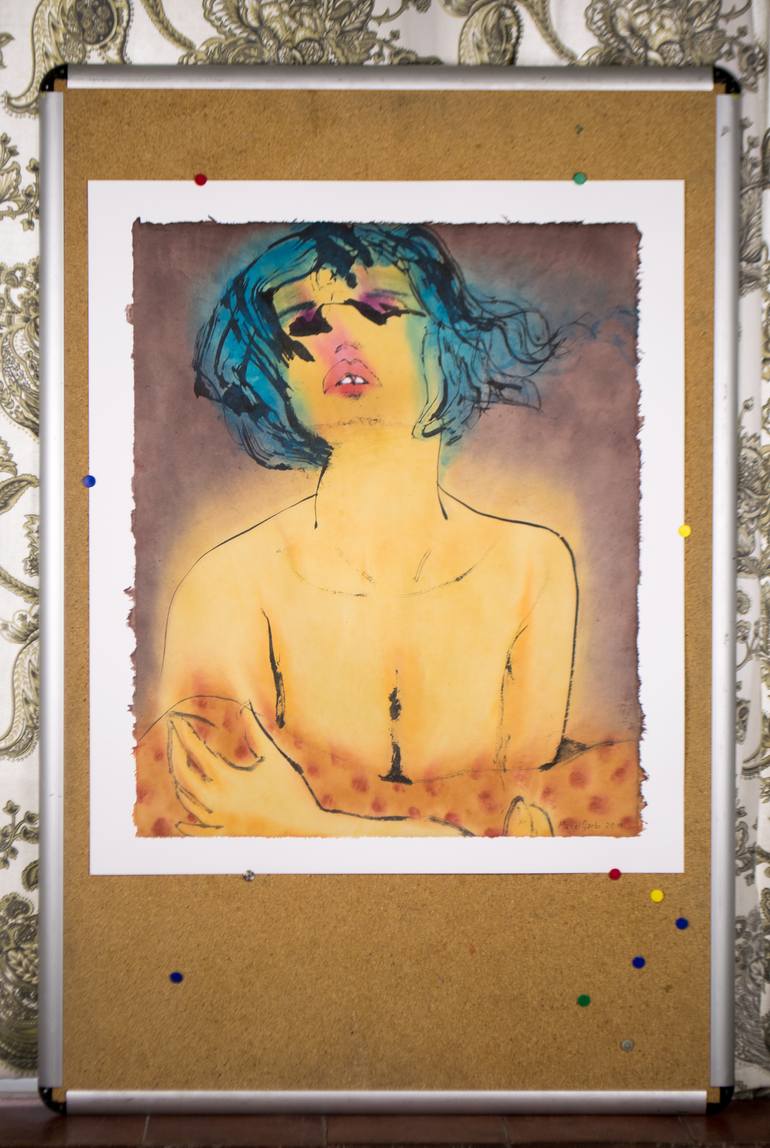 Original Expressionism Nude Painting by Marcel Garbi