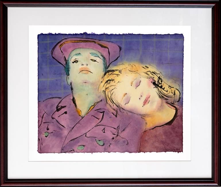 Original Expressionism People Painting by Marcel Garbi