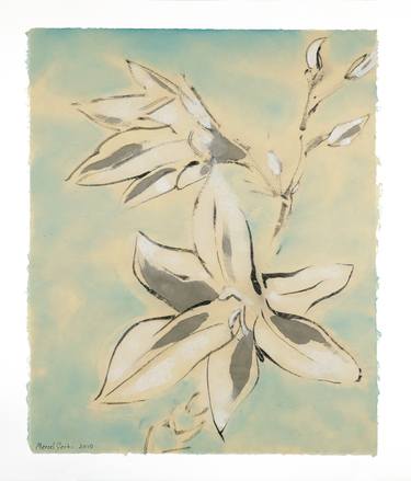 Original Expressionism Floral Drawings by Marcel Garbi