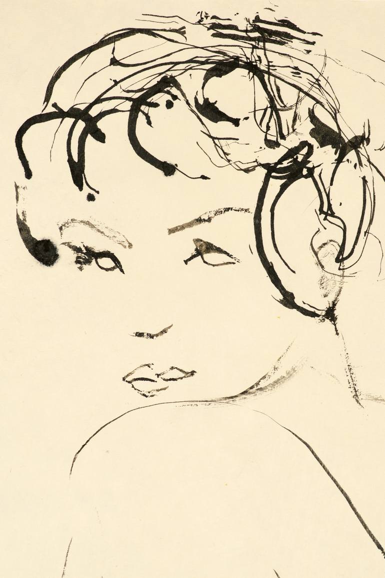 Original Expressionism Women Drawing by Marcel Garbi