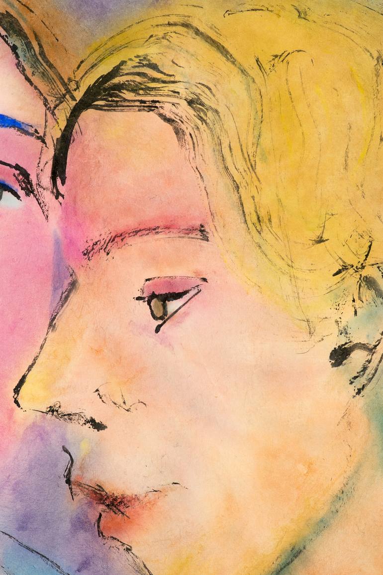 Original Expressionism People Painting by Marcel Garbi