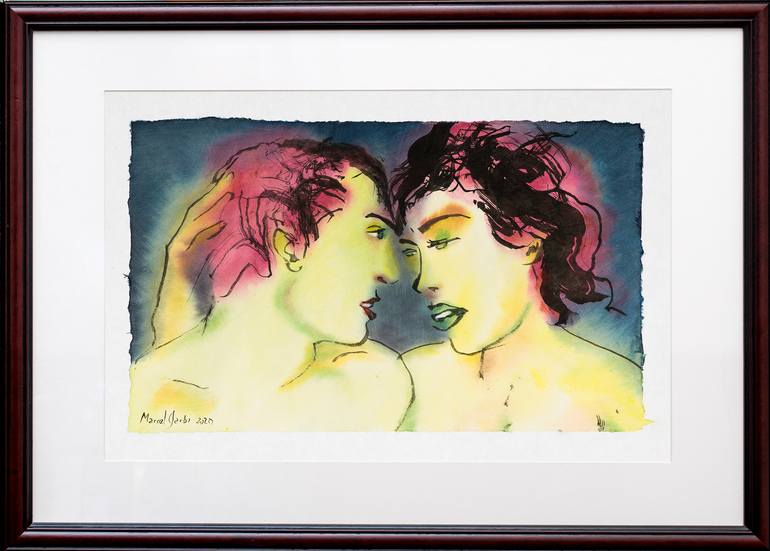 Original Expressionism Love Painting by Marcel Garbi