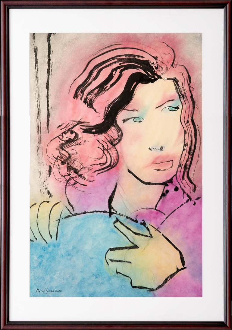 Original Expressionism Women Painting by Marcel Garbi