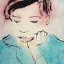 Ink and Watercolours on Kitakata washi -Japanese traditional paper- 70 cm x 47 cm approx. wet mounted onto Mulberry paper.