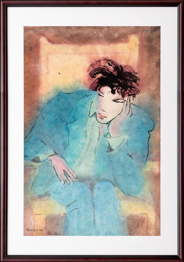 Original Expressionism Men Painting by Marcel Garbi