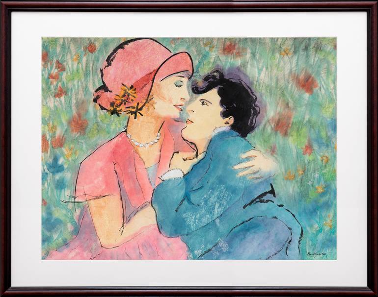 Original Impressionism Love Painting by Marcel Garbi