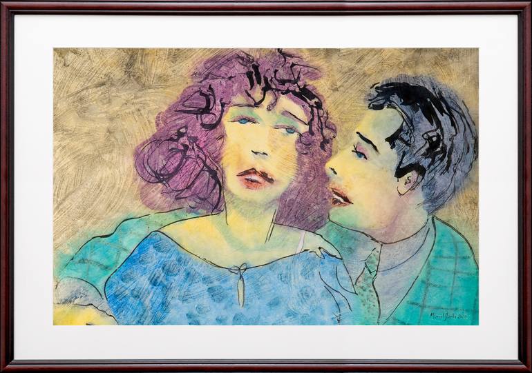 Original Expressionism People Painting by Marcel Garbi