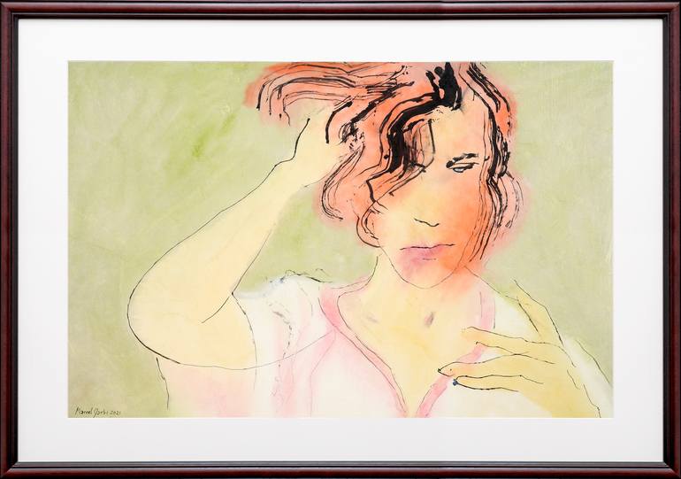 Original Expressionism Women Painting by Marcel Garbi