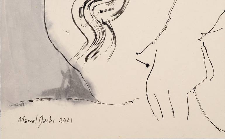 Original Minimalism Nude Drawing by Marcel Garbi