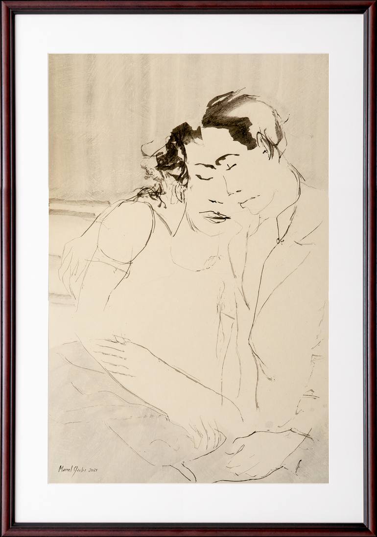 Original Expressionism Love Drawing by Marcel Garbi