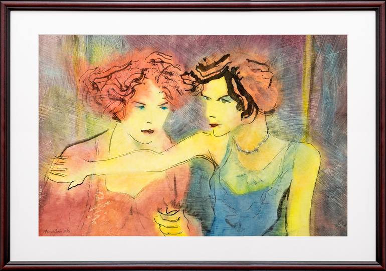 Original Expressionism Women Painting by Marcel Garbi