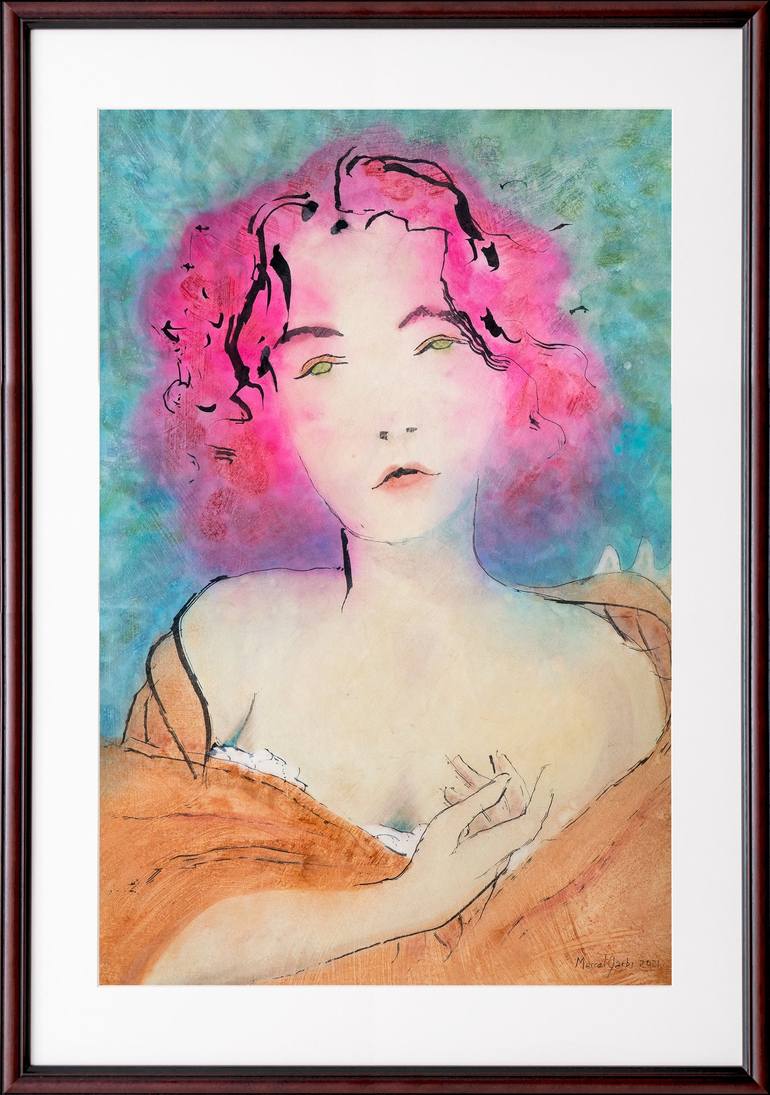 Original Expressionism Women Painting by Marcel Garbi