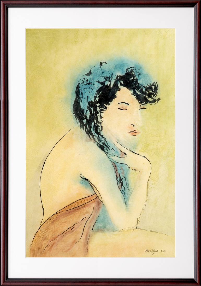 Original Expressionism Women Painting by Marcel Garbi