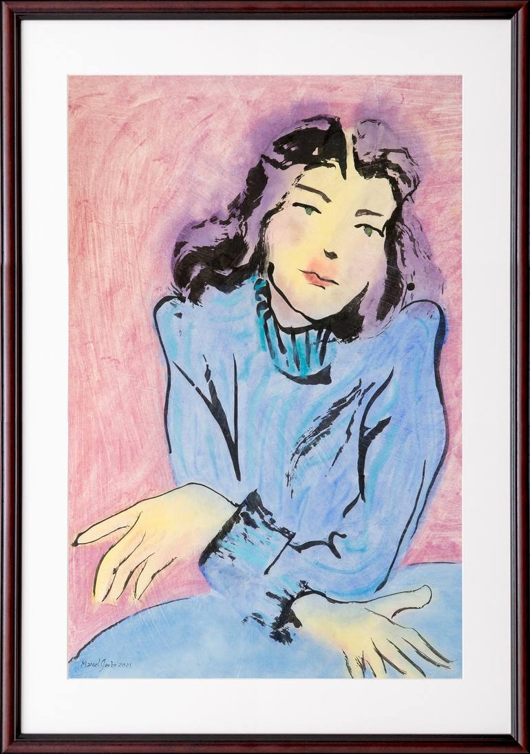 Original Expressionism Portrait Painting by Marcel Garbi