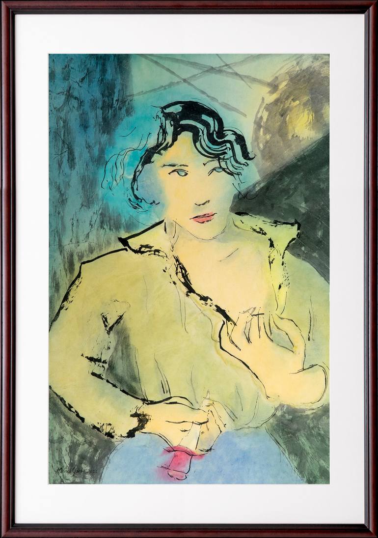 Original Expressionism Women Painting by Marcel Garbi