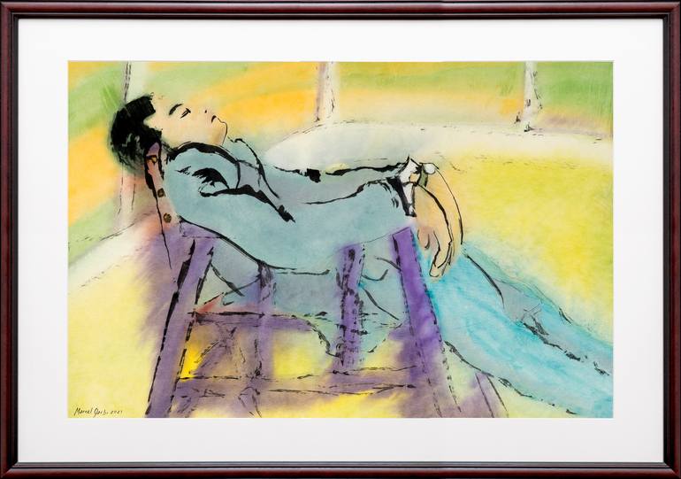 Original Expressionism Men Painting by Marcel Garbi