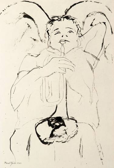 Original Expressionism Religion Drawings by Marcel Garbi