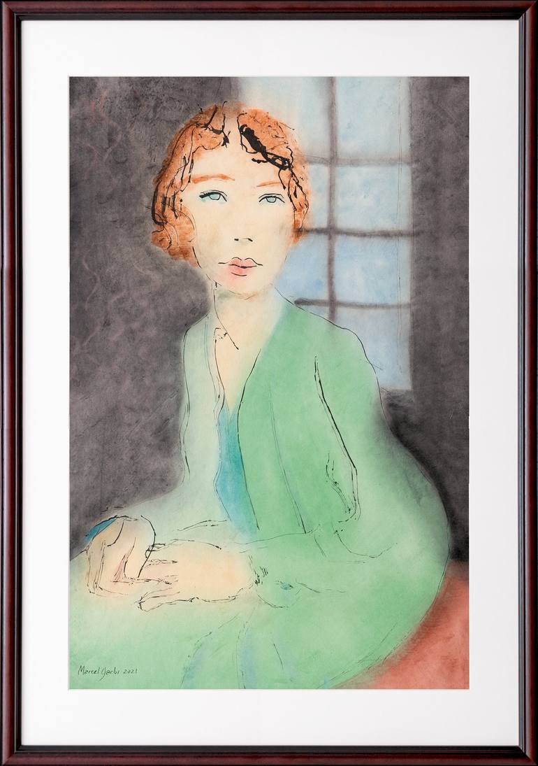 Original Expressionism Women Painting by Marcel Garbi