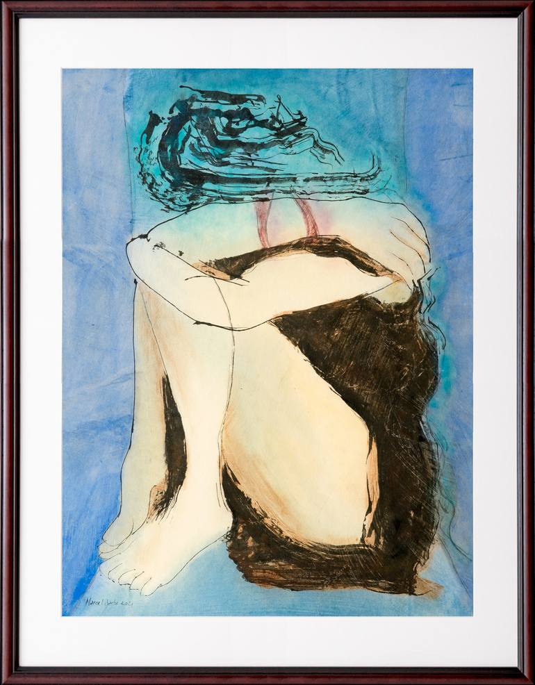 Original Expressionism Women Painting by Marcel Garbi