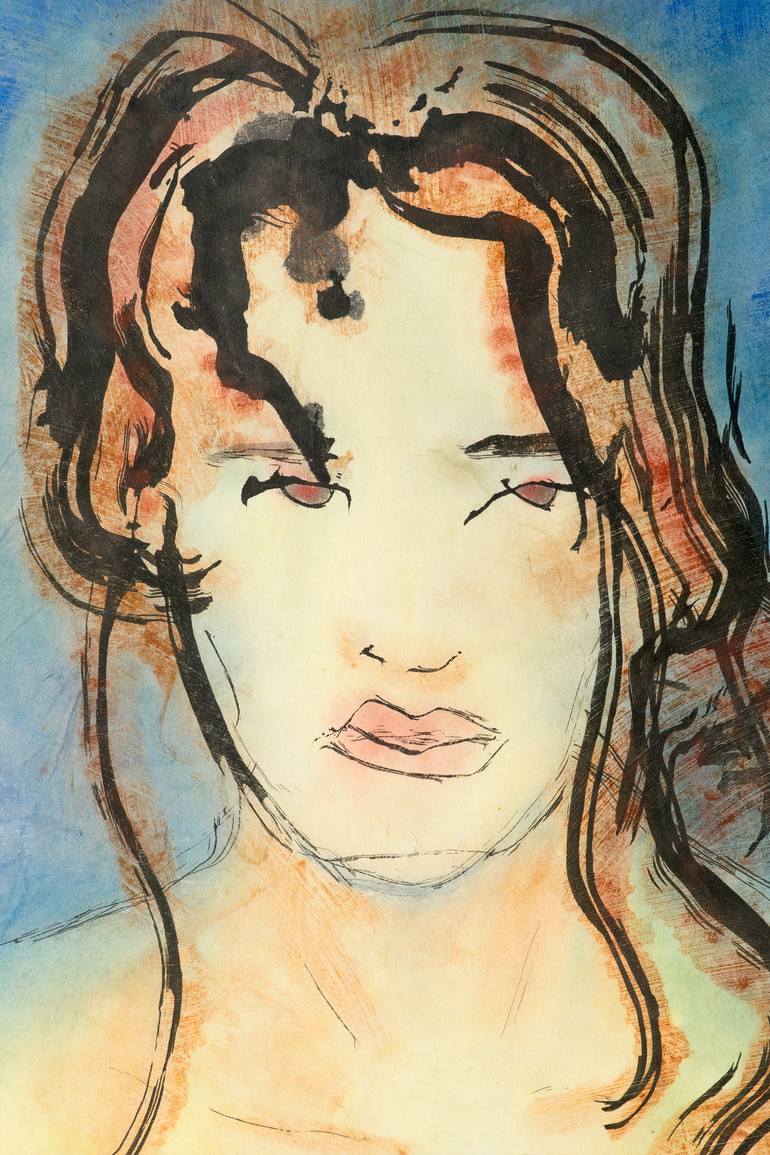 Original Expressionism Women Painting by Marcel Garbi