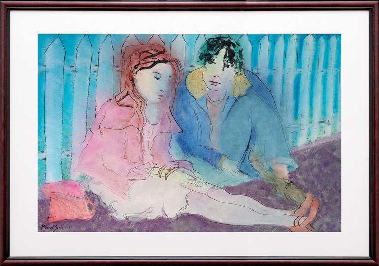 Original Expressionism Love Painting by Marcel Garbi