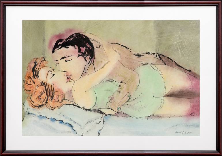 Original Expressionism Love Painting by Marcel Garbi