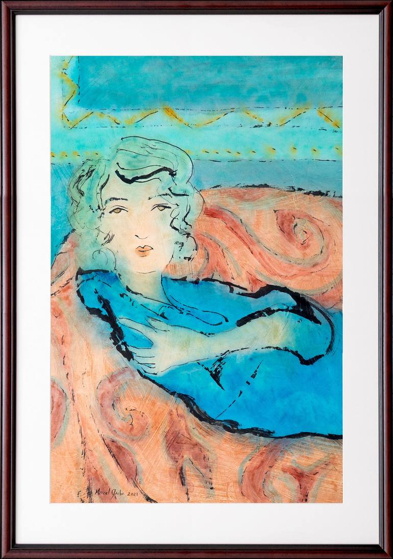 Original Expressionism Women Painting by Marcel Garbi