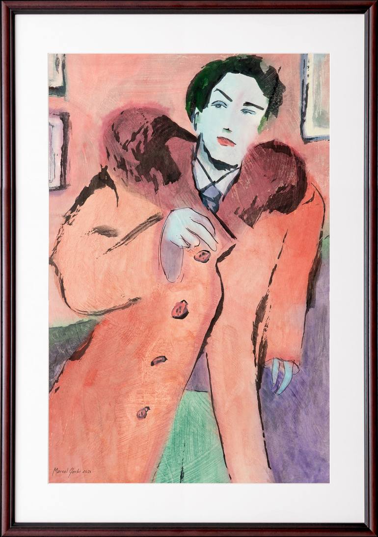 Original Expressionism Men Painting by Marcel Garbi