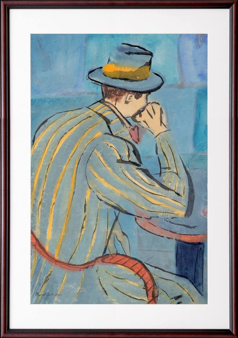 Original Expressionism Men Painting by Marcel Garbi
